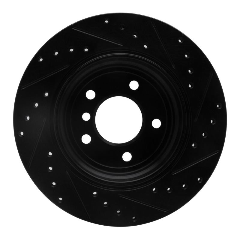BMW 525I Brake Rotor (1) - Rear Left - R1 Concepts - Drilled & Slotted - Black - `04-`10